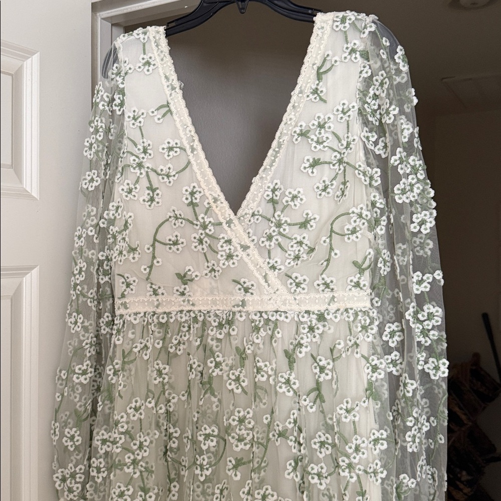 Red Dress x Ever After Heavenly Sights Ivory Floral Print Maxi Dress-M - Picture 5 of 9